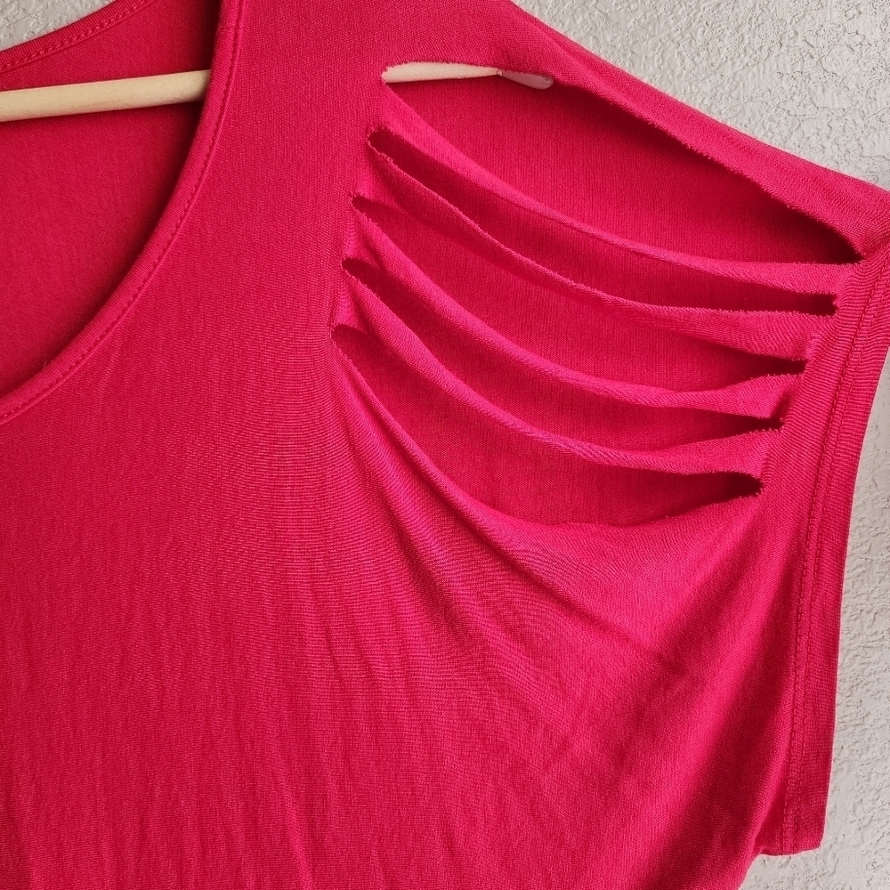 E. Luna Red Women's Short Sleeve Liberty Top Size M - Picture 6 of 11